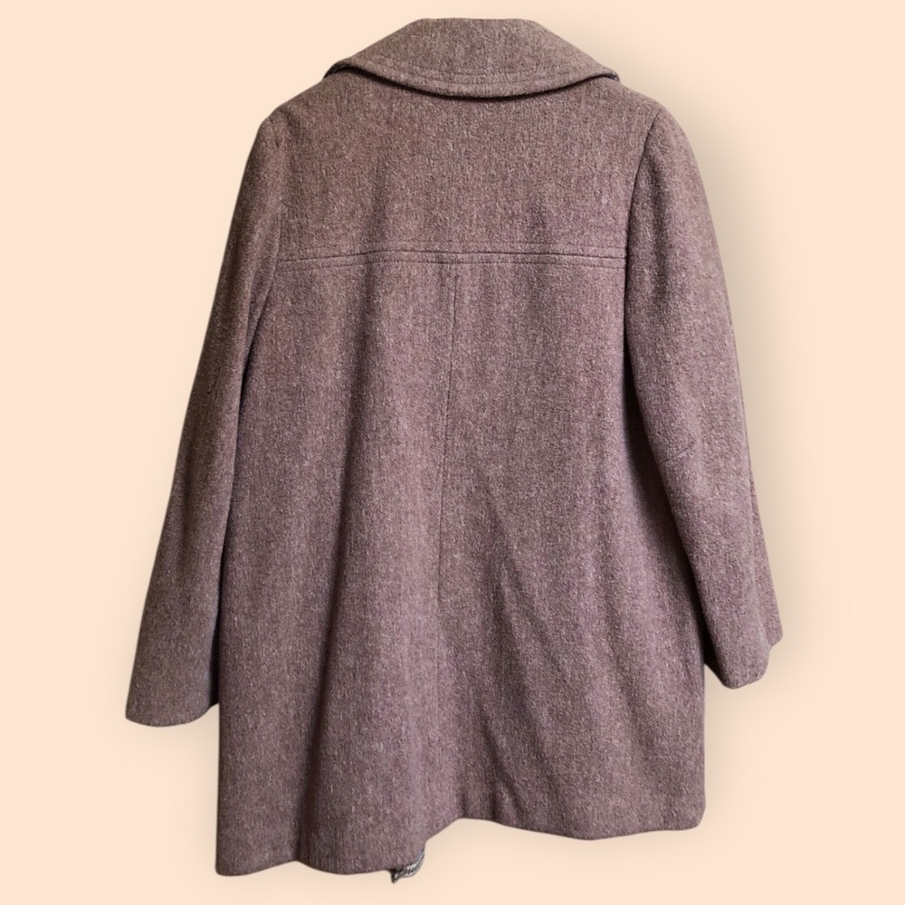 Vintage 60s Wool Pea Coat Mauve Pink Plaid Lining Pockets Retro Women’s M/L - Picture 8 of 14